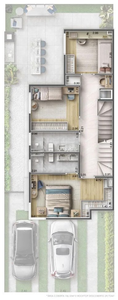 Planta 145 1º pavimento banho ampliado e home office