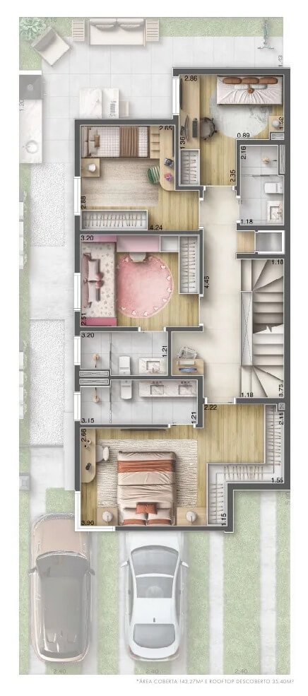 Planta 178 1 pavimento padrão 4 dorms